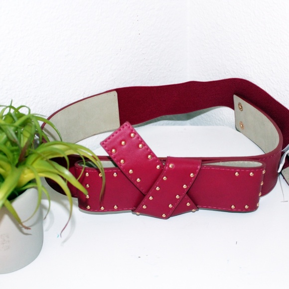 NWT BCBGenration Wide Studded Bow Belt Red - Picture 4 of 10